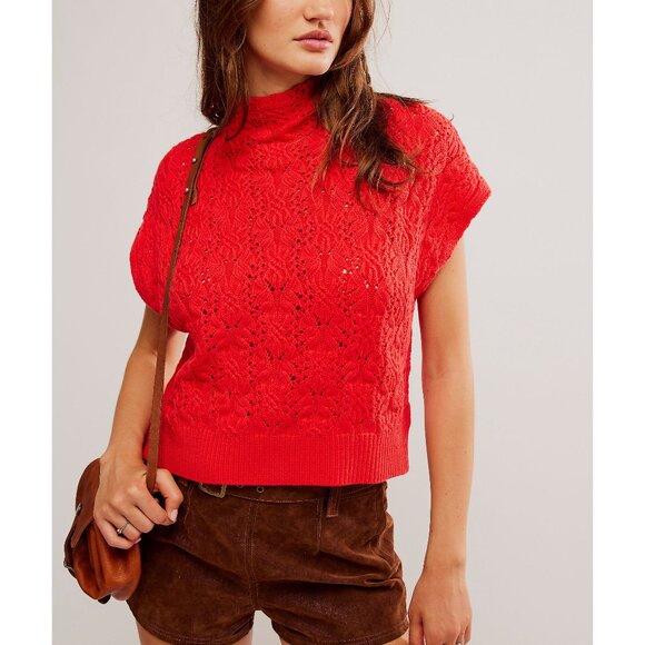 Free People Sweaters - NWT FREE PEOPLE Vickie Mock Neck Sweater / Heart Eyes SZ: XL